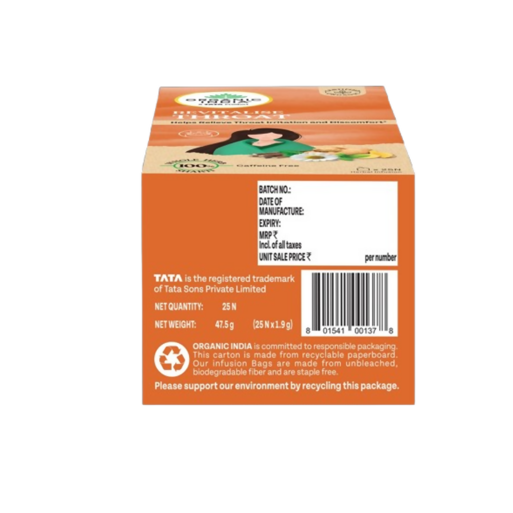 Organic India Revitalise Throat Teabags | Grocsy