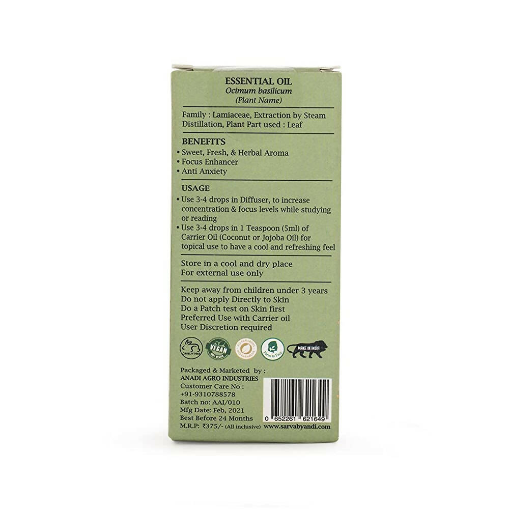 Sarva by Anadi Basil Essential Oil | Grocsy