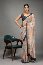 Orange Georgette Designer Printed Party Wear Saree - Cinderella | Grocsy
