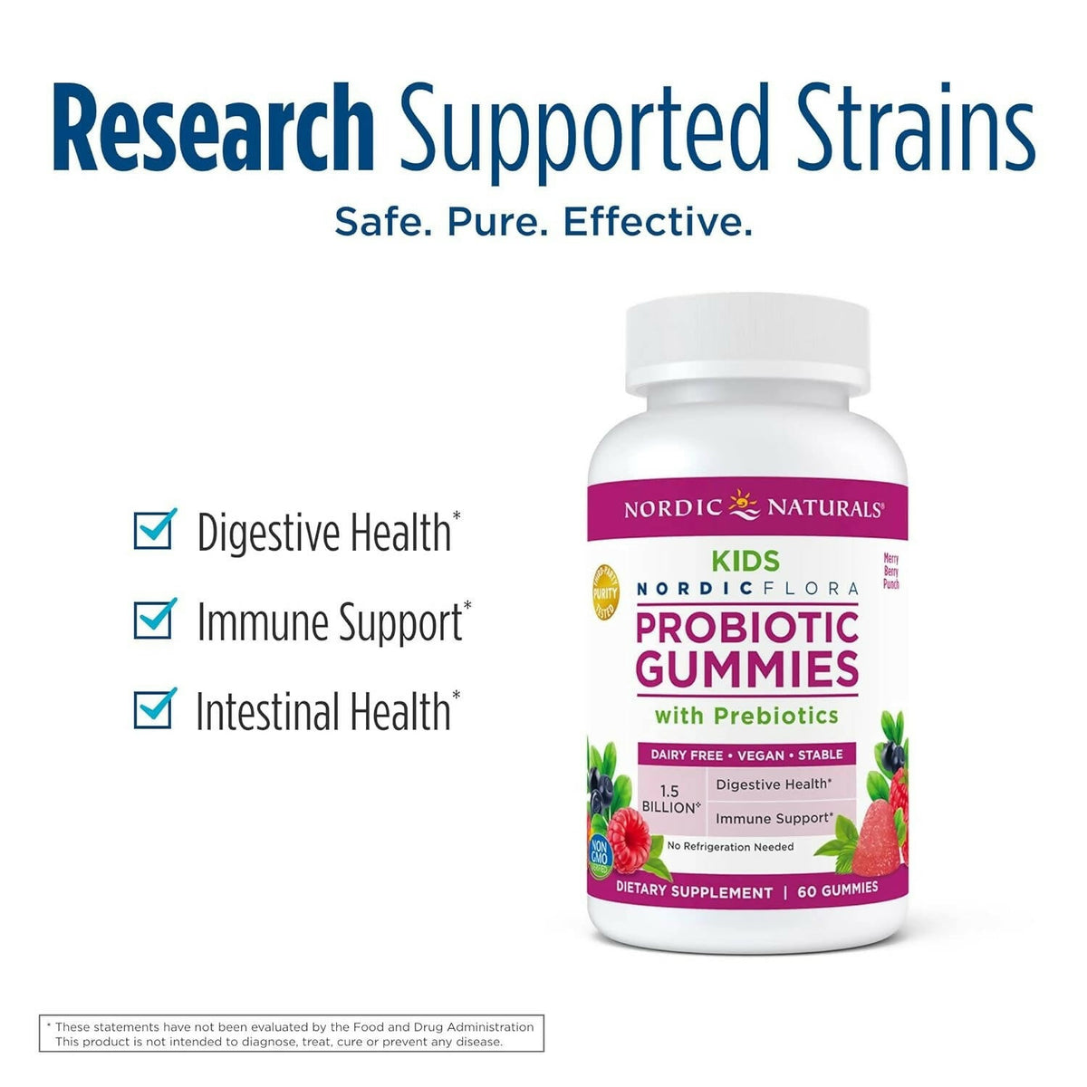 Nordic Naturals Kids Nordic Flora Probiotic Gummies with Prebiotics | Grocsy