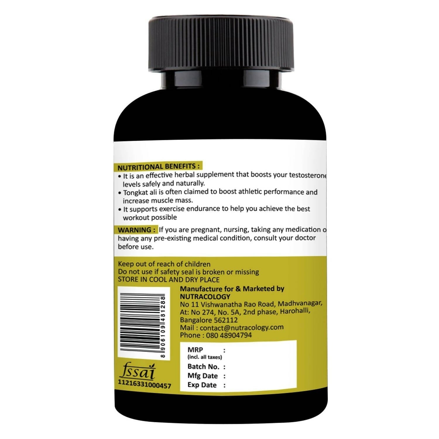 Nutracology Tongkat Ali Testosterone Booster For Stamina Energy and Endurance Tablets | Grocsy