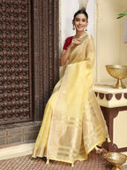 Shree Shyam Fashion Yellow Cotton Saree | Grocsy