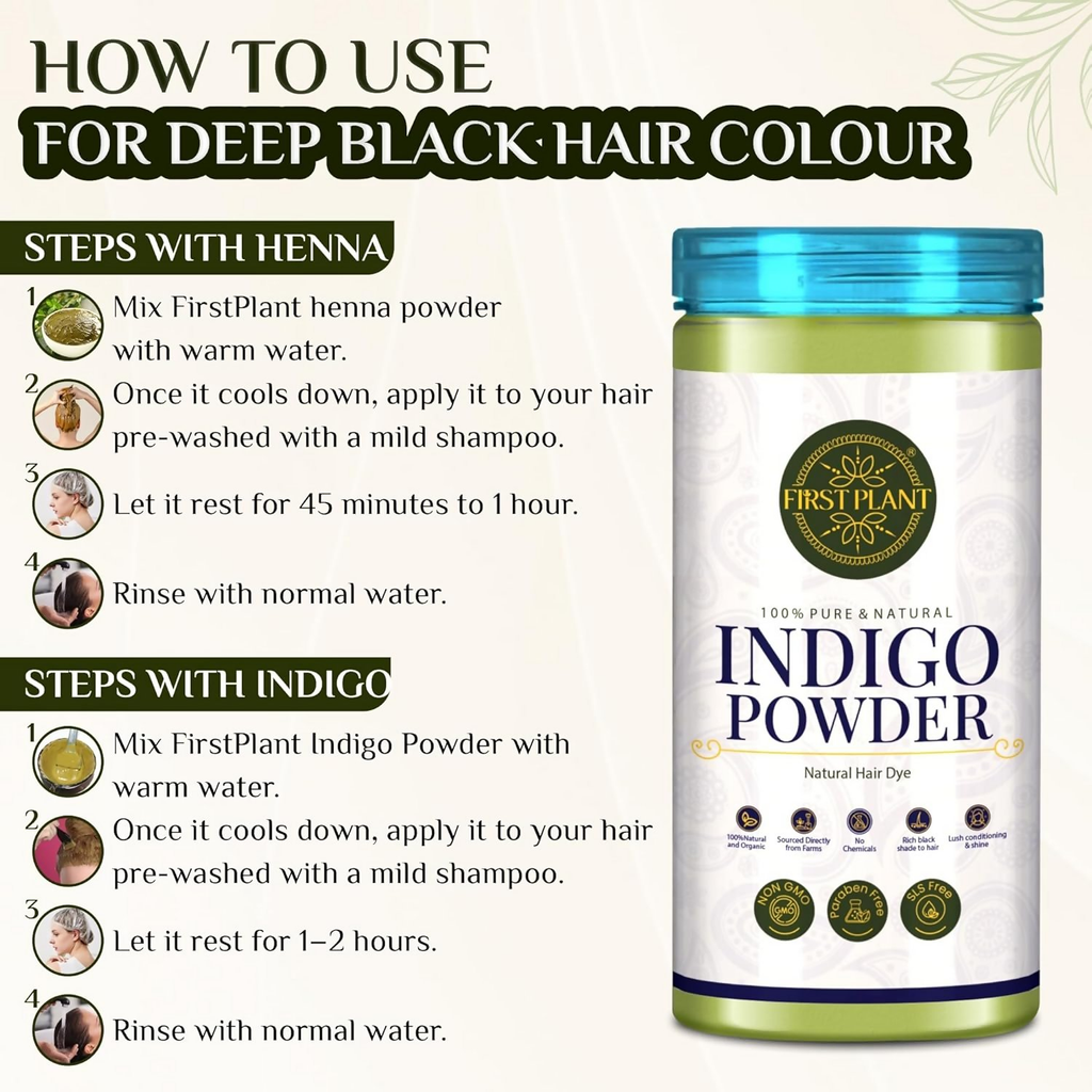 First Plant Organic Indigo Powder For Black Hair | Grocsy