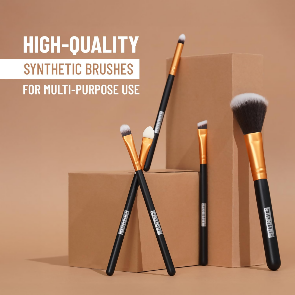 Swiss Beauty Makeup Brushes - Gold | Grocsy