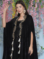 Joban Fashion Black Hand Embellished Cape with Inner and Skirt | Grocsy