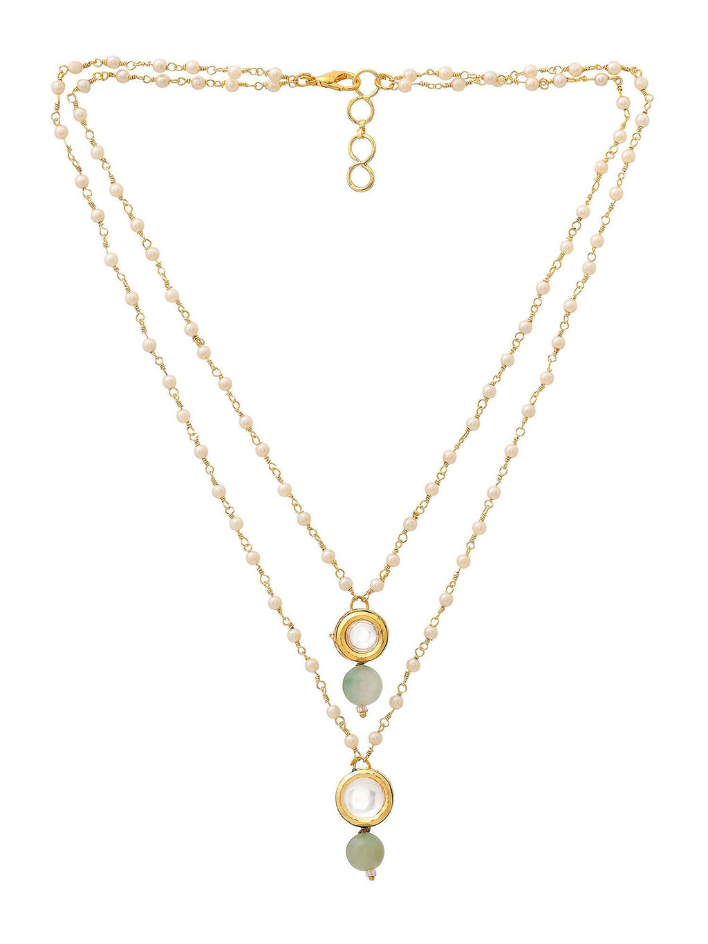 Ruby Raang Green Aventurine & Kundan Necklace | Grocsy