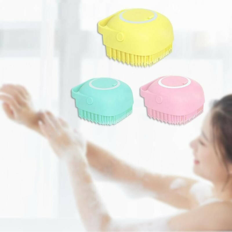 Favon Silicon Soft Cleaning Body Bath Brush with Shampoo Dispenser Scrubber for Cleansing and Dead Skin Removal | Grocsy
