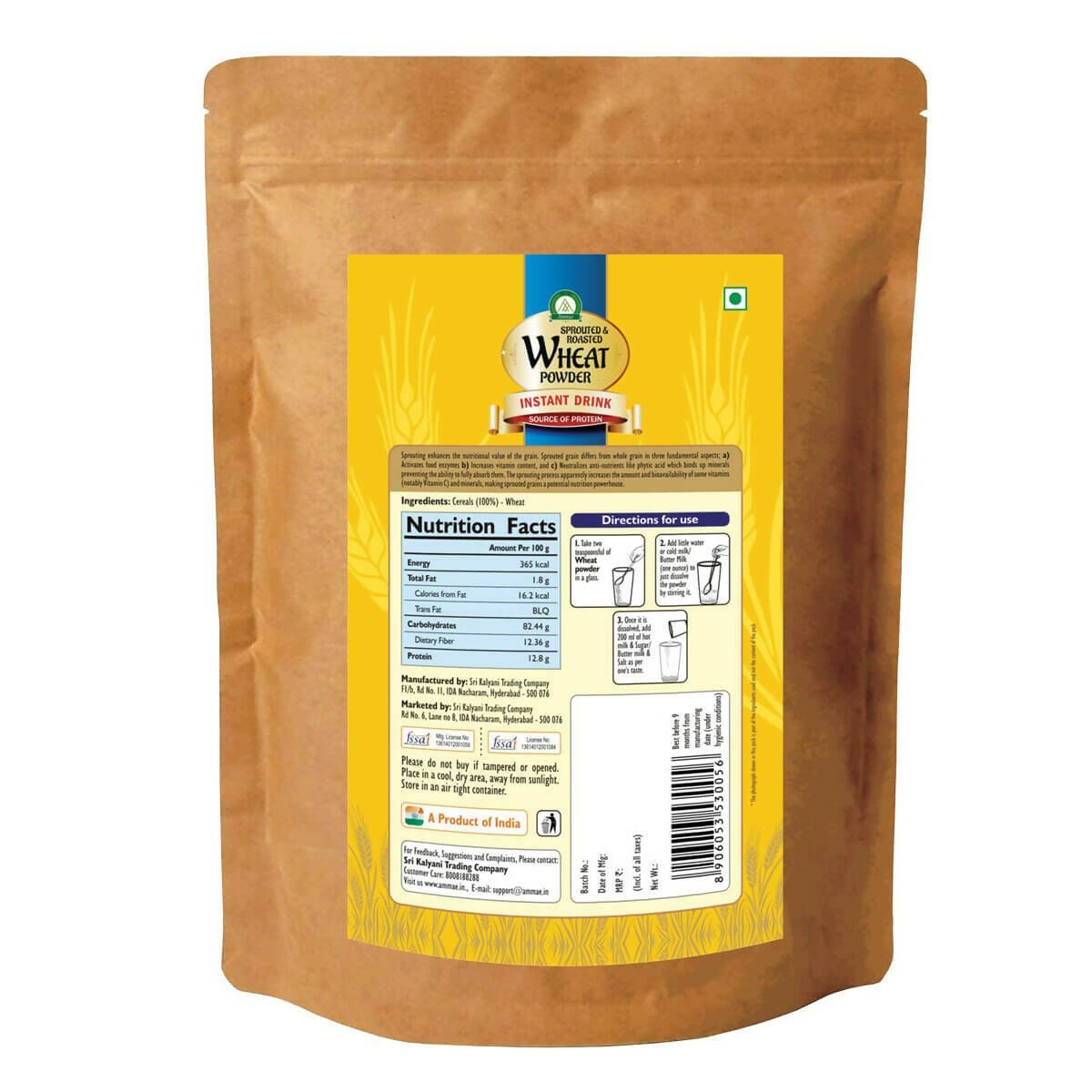 Ammae Sprouted and Roasted Wheat Powder Instant Mix | Grocsy