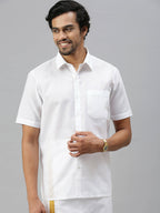 Ramraj Cotton Mens Half Sleeve Formal White Shirt | Grocsy