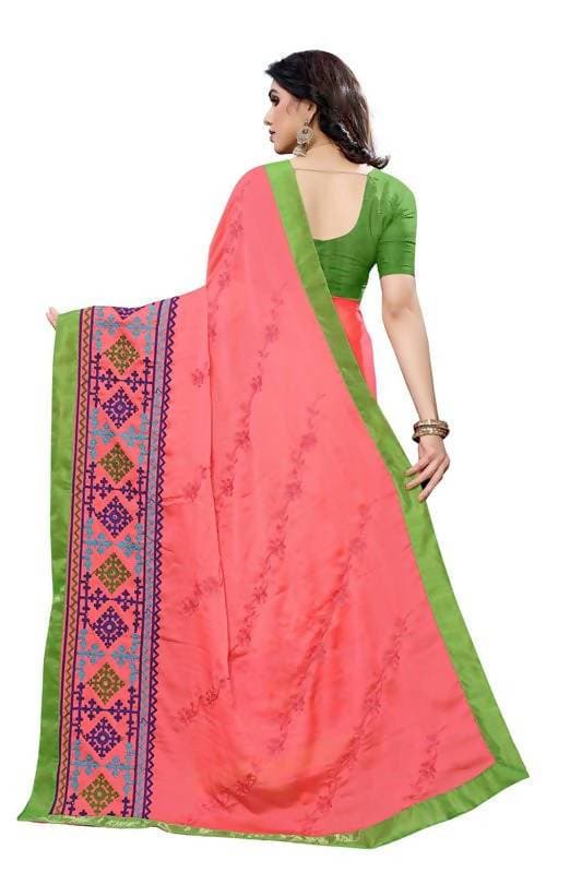 Vamika Peach Chiffon Emboridered Saree (SUIDHAGA PEACH) | Grocsy