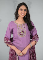 Ethnic Festive Wear Rayon Wine Stitched Suit With Dupatta - Tanisha | Grocsy
