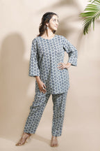 Breathables Abstract Cotton Co-Ord Set – Blue | Grocsy