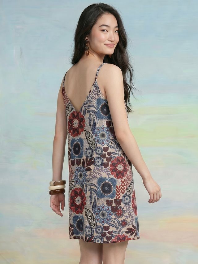 Janasya Multi A-Line Cotton Dress | Grocsy