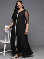 Ahalyaa Women's Traditional wear Ethnic Dress - Black | Grocsy