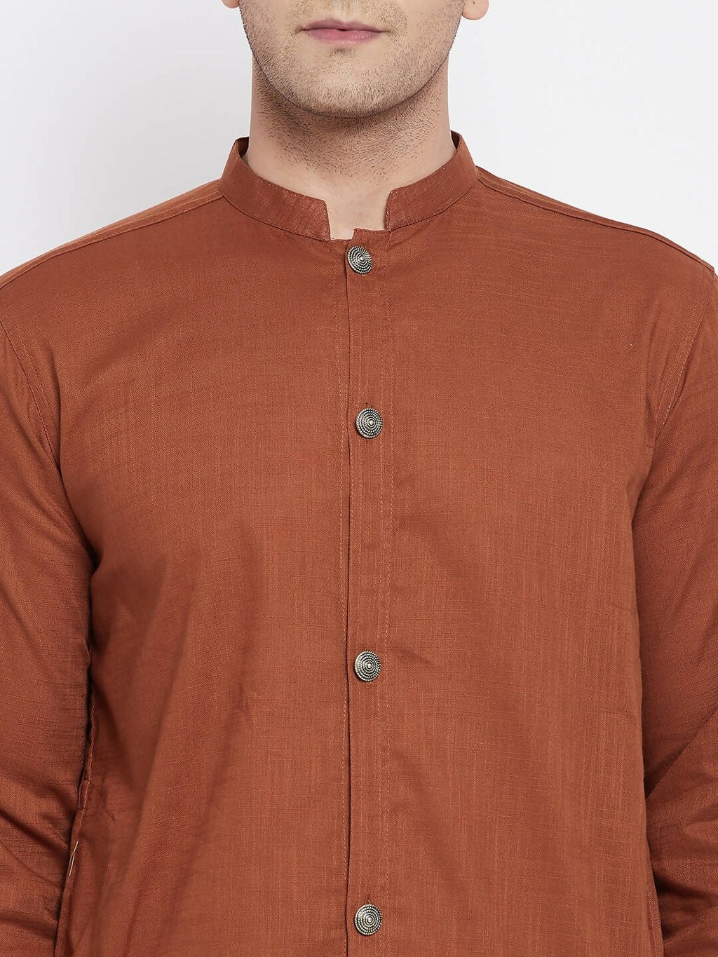 Even Apparels Brown Pure Cotton Men's Sherwani Kurta With Open Front | Grocsy