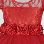 Asmaani Baby Girl's Red Color Satin A-Line Frock (As-Dress-22131) | Grocsy