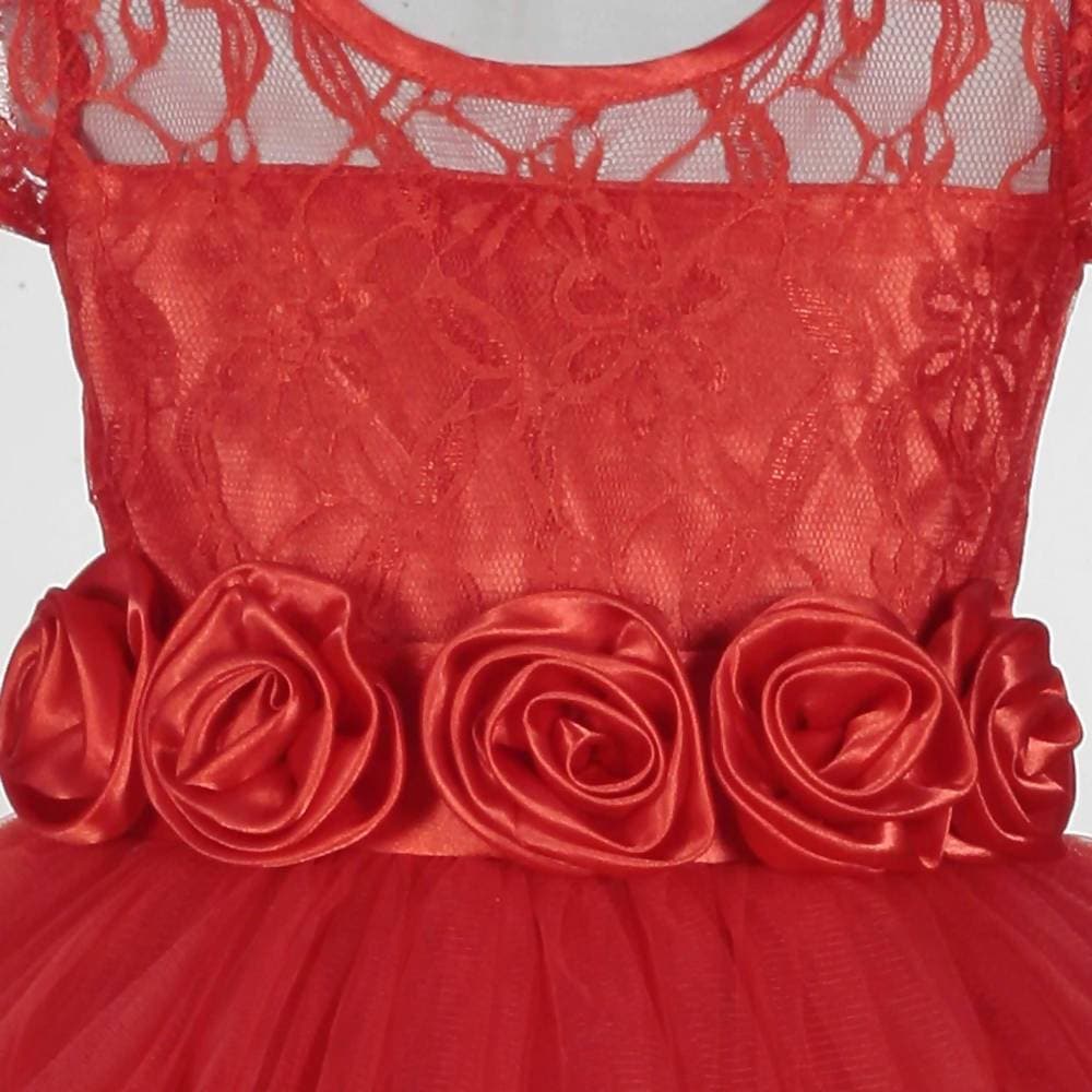 Asmaani Baby Girl's Red Color Satin A-Line Frock (As-Dress-22131) | Grocsy
