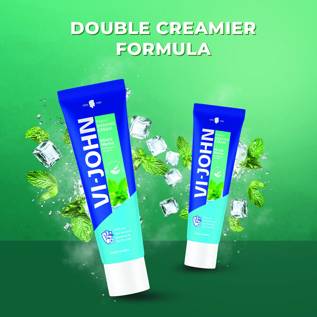 VI-JOHN Dermatologically Tested Vitamin-E enriched Anti Bacterial Mint & Marine Shaving Cream | Grocsy