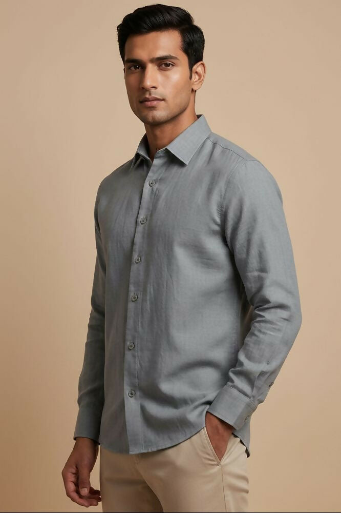 Driftline — Grey Cotton Shirt by Hilo Design | Grocsy