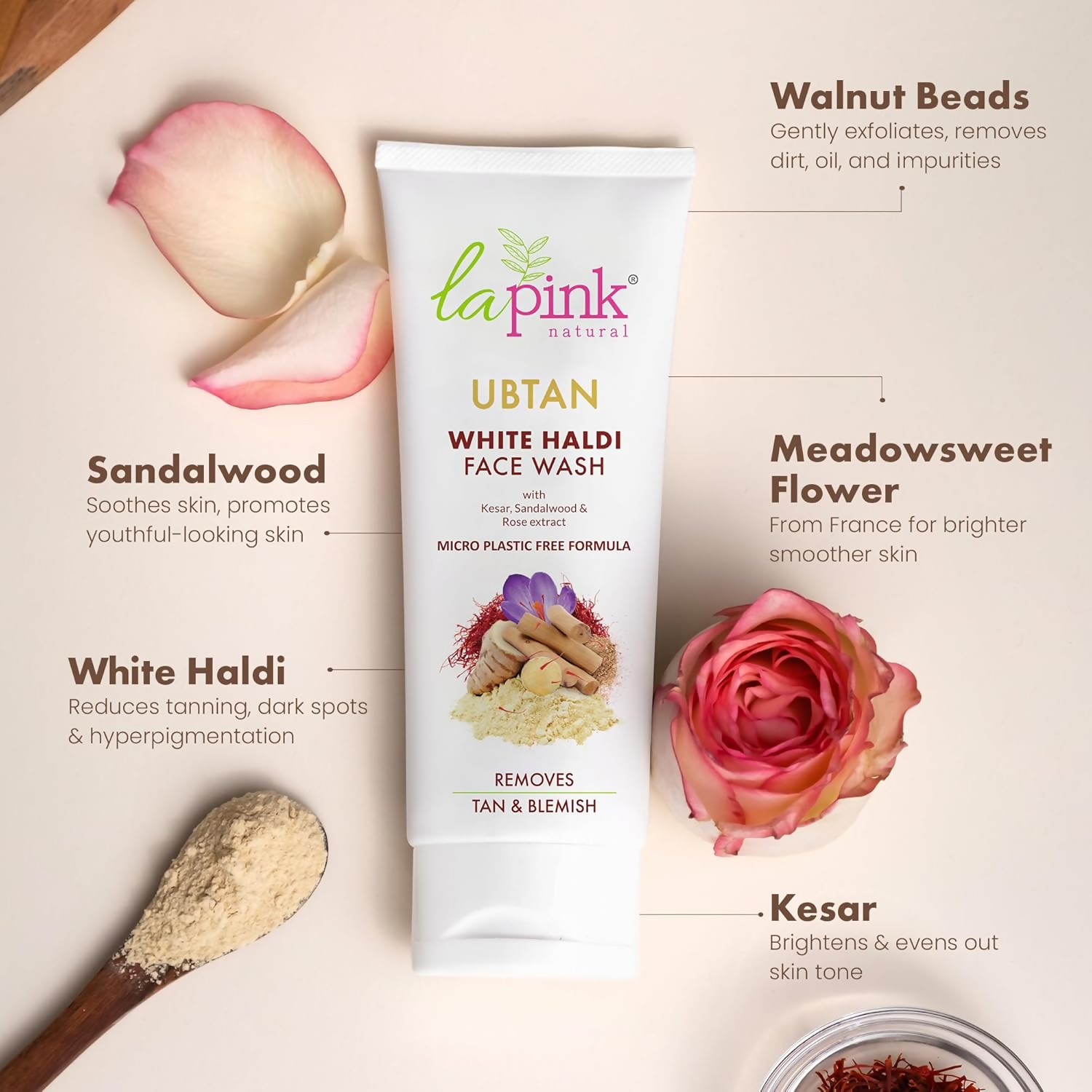 La Pink Ubtan White Haldi Face Wash | Grocsy