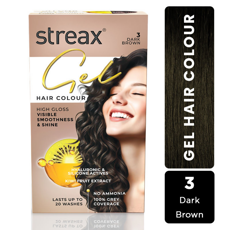 Streax Gel No Ammonia 100% Grey Coverage Hair Color - Dark Brown 3 | Grocsy