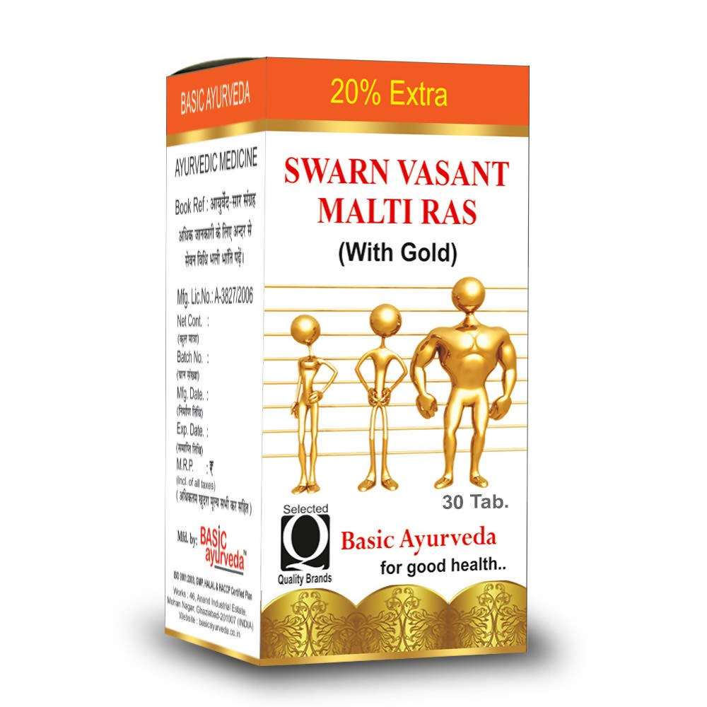 Basic Ayurveda Swarn Vasant Malti Ras (With Gold) Tablets | Grocsy