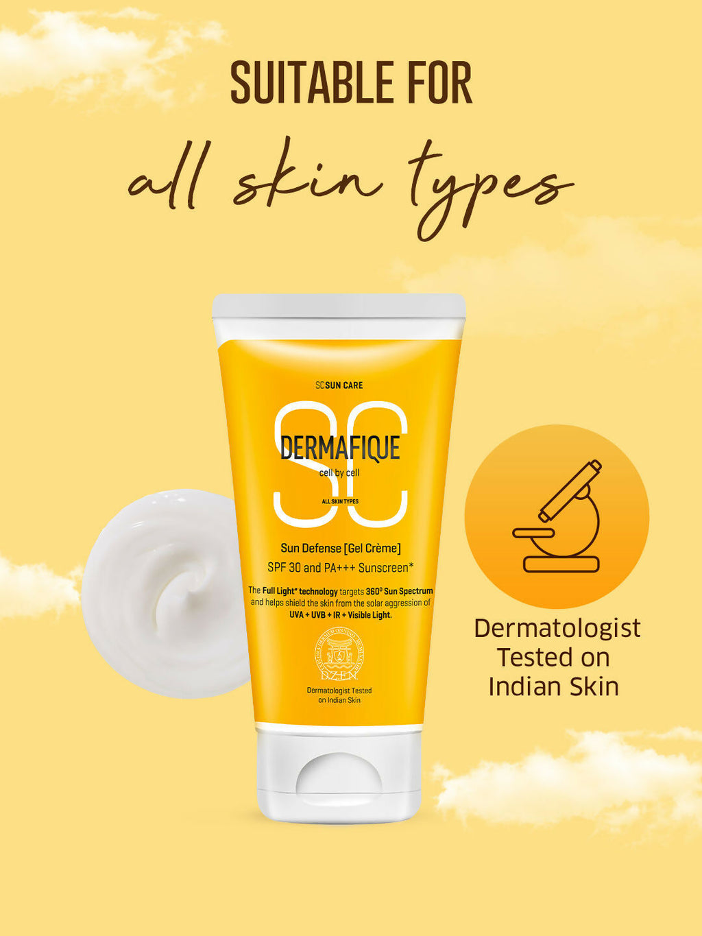 Dermafique Sun Defense Gel Creme SPF 30 Sunscreen, Prevents Tanning And Pigmentation | Grocsy