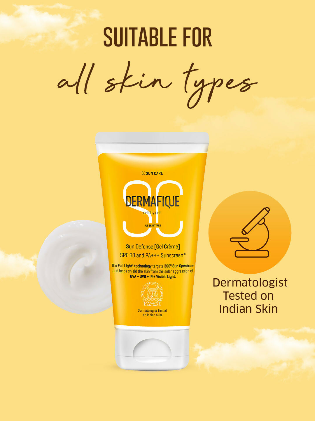 Dermafique Sun Defense Gel Creme SPF 30 Sunscreen, Prevents Tanning And Pigmentation | Grocsy