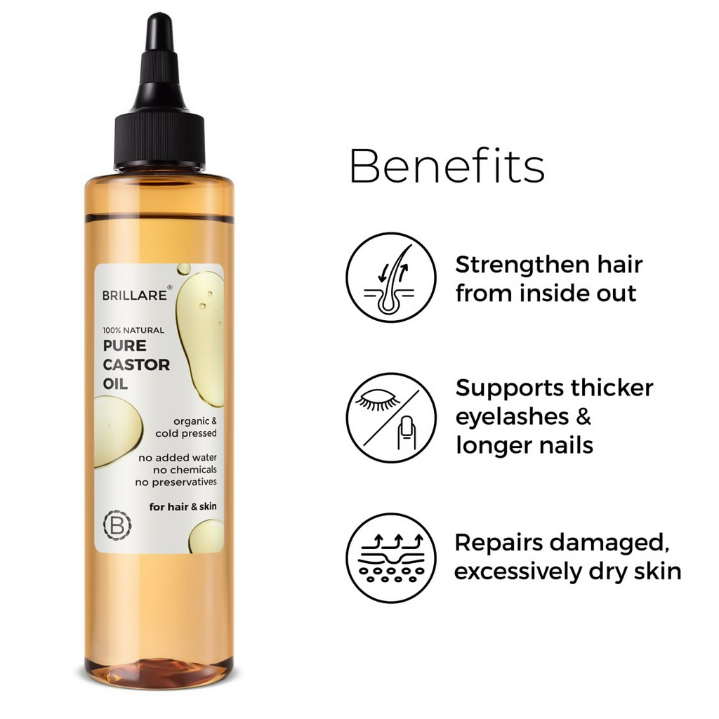 Brillare 100% Natural Pure Castor Oil For Hair Growth | Grocsy