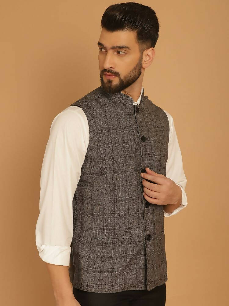Even Apparels Nehru Jacket With Welt Pockets - Grey | Grocsy