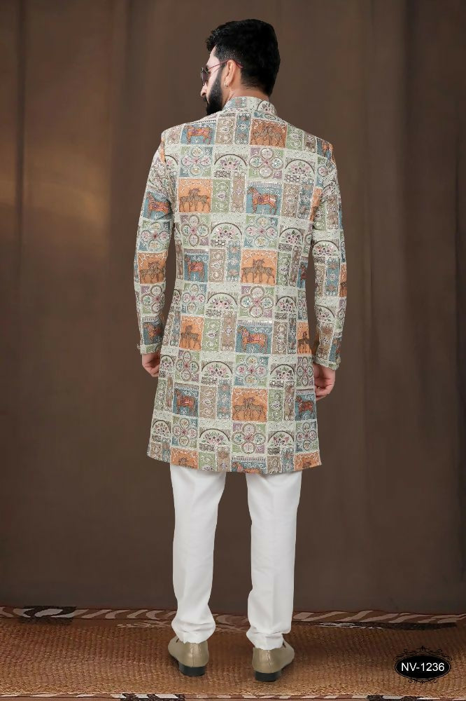 Joban Fashion Men's Base Pista(Multi Colours) Georgette Kurta with Pyjama | Grocsy