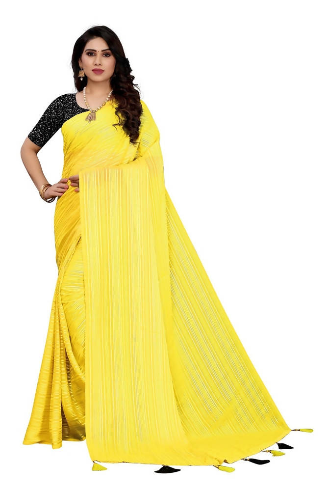 Vamika Yellow Georgette Seqence Saree (Riva Yellow) | Grocsy