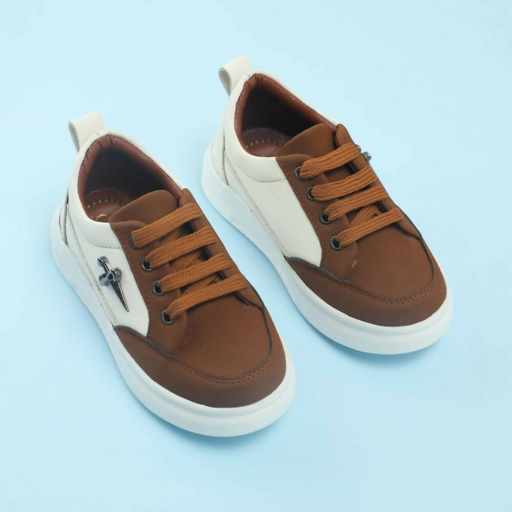 Tiny Bugs Boys Lace Up Casual Shoes - Brown | Grocsy