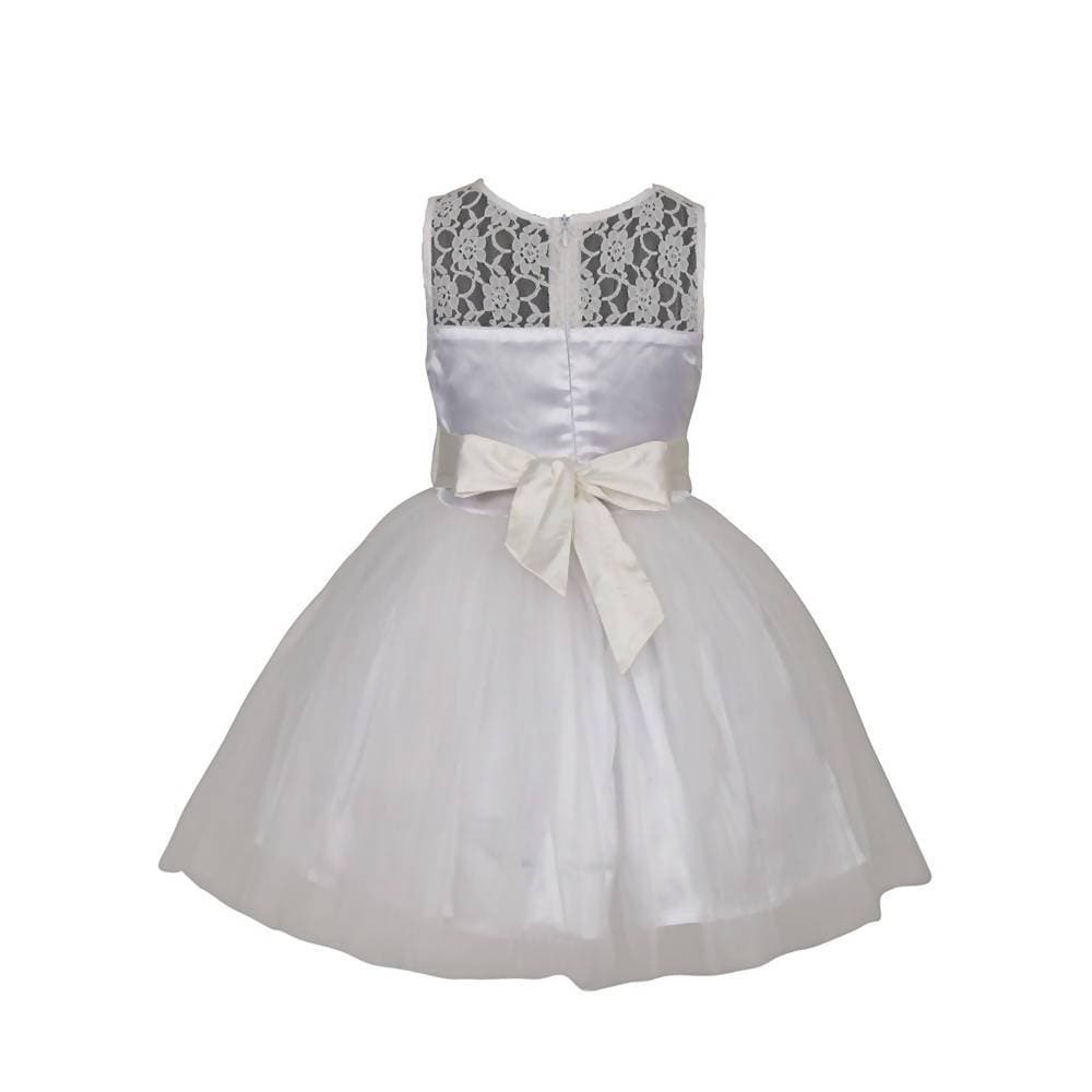 Asmaani Baby Girl Half White Color Satin Knee Length Frock (AS-DRESS-22026) | Grocsy