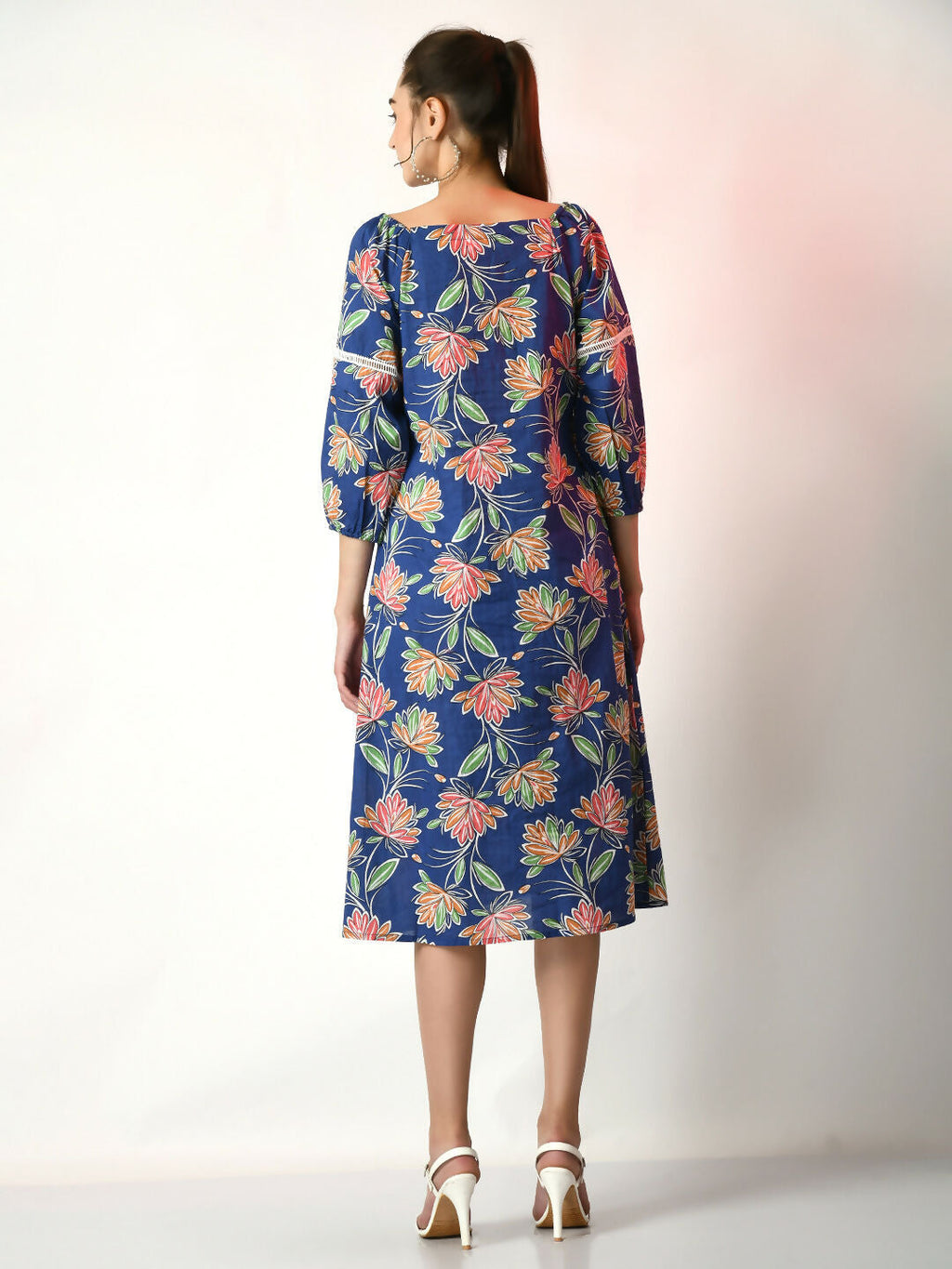 Myshka Women's Blue Printed Dress | Grocsy