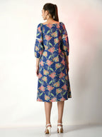 Myshka Women's Blue Printed Dress | Grocsy