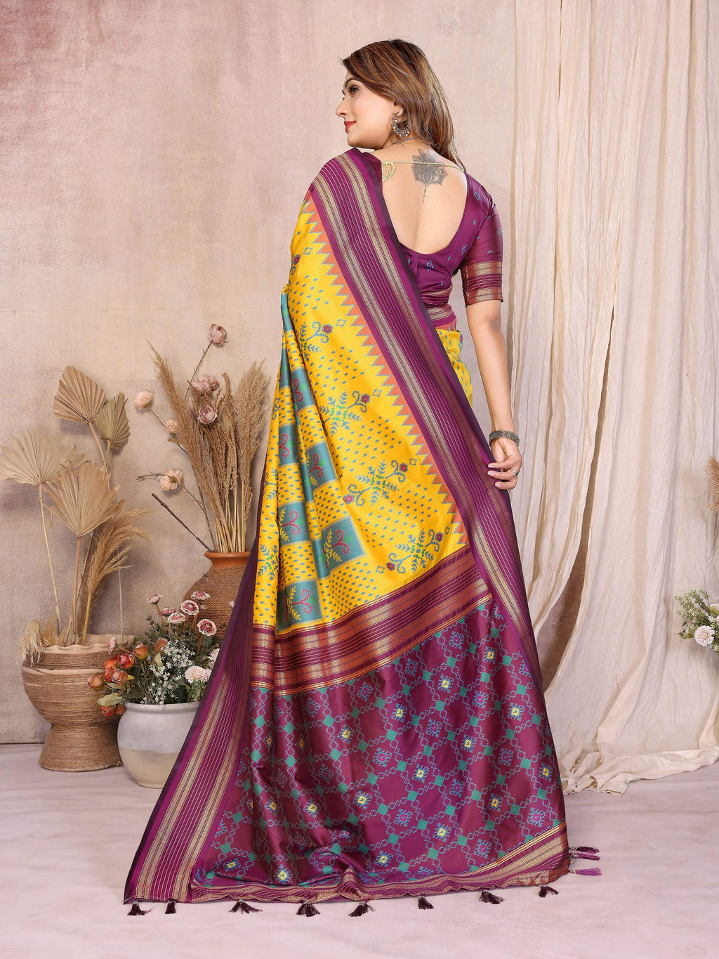 Aastha Fashion Yellow Soft Silk Weaving Saree | Grocsy