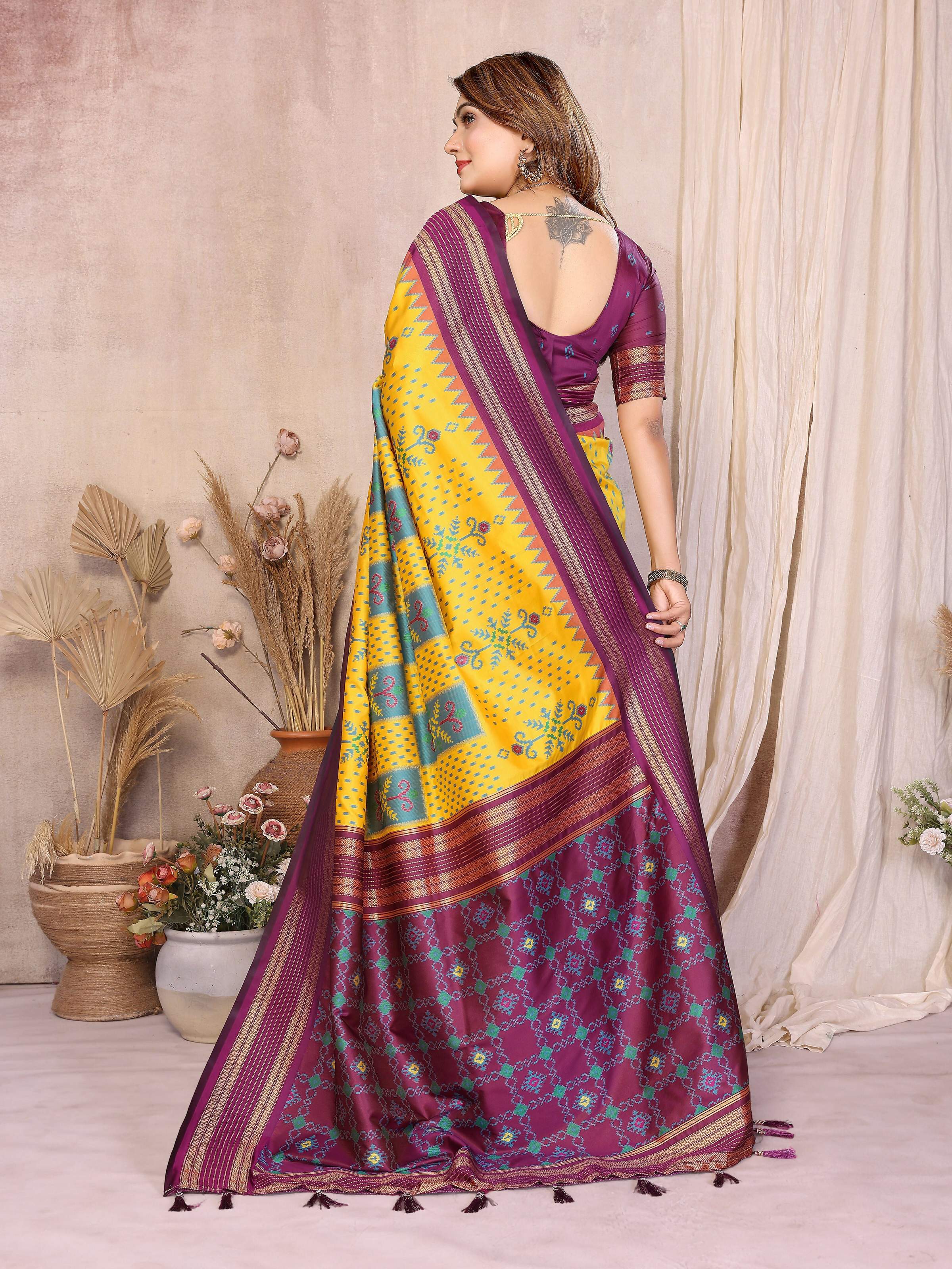 Aastha Fashion Yellow Soft Silk Weaving Saree | Grocsy