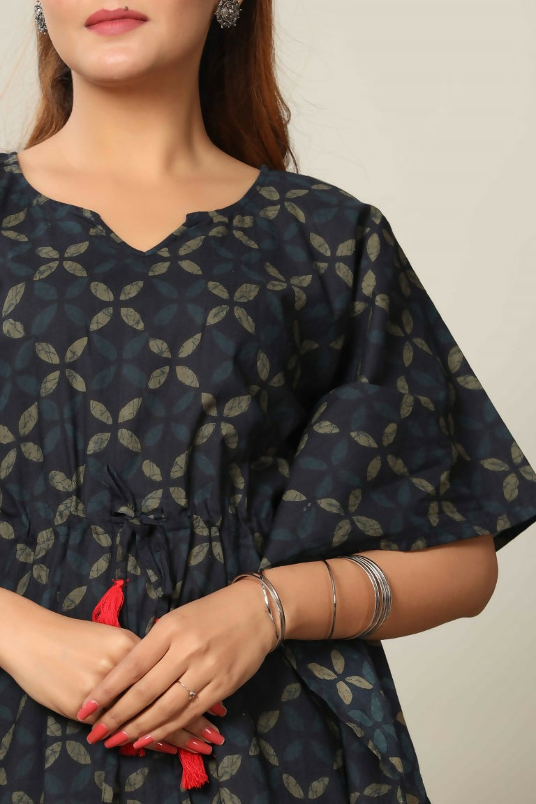 Miravan Women's Abstract Printed Cotton Kaftan Kurta | Grocsy