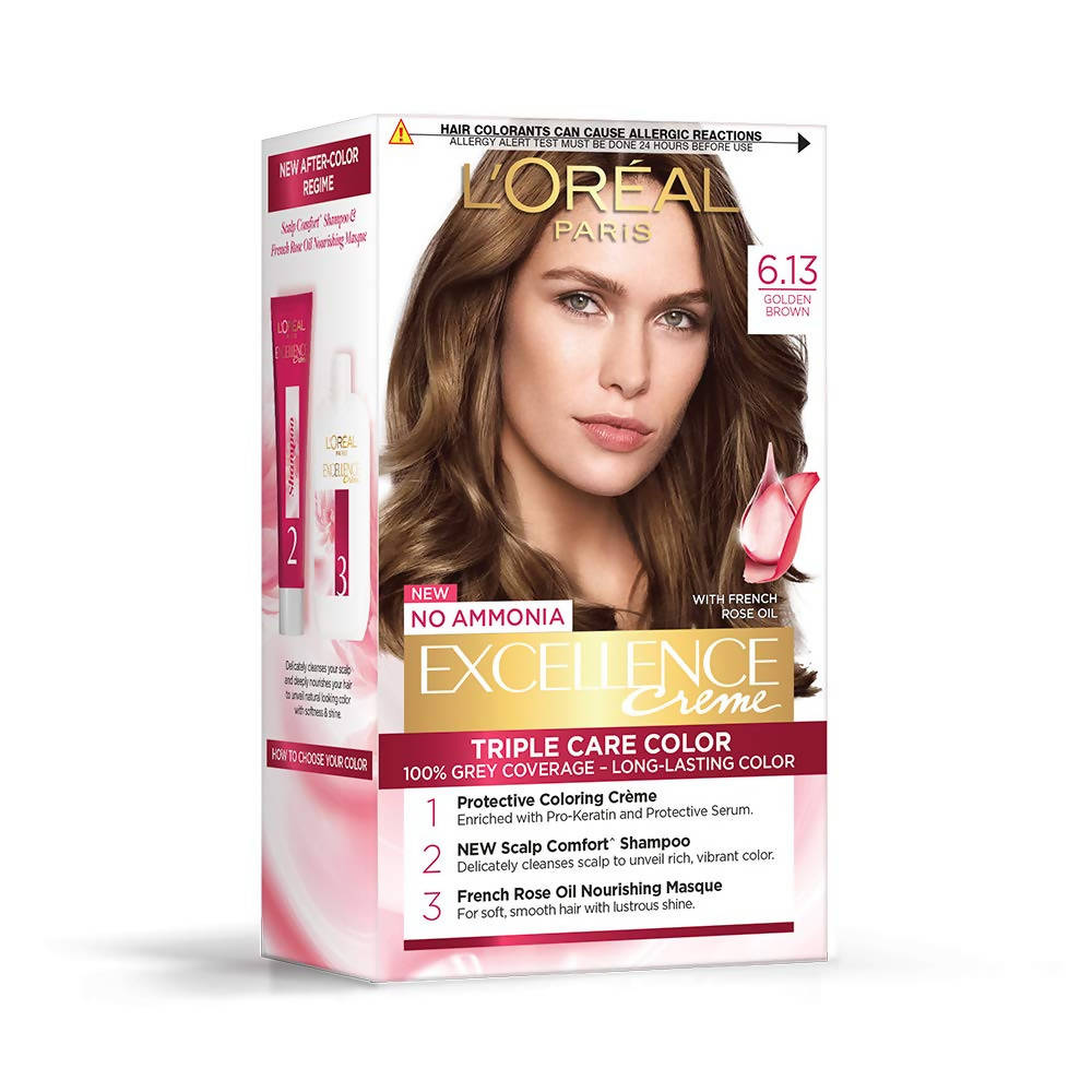 L'Oreal Paris Excellence Creme Hair Color - 6.13 Golden Brown | Grocsy