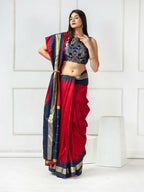 Amodini Designer Studio Women's Banarsi Brocade Sleeveless Blue Blouse | Grocsy