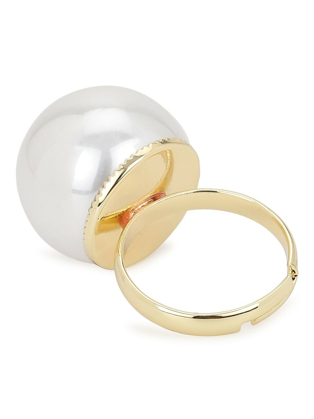 White Pearl Adjustable Ring- Ruby Raang | Grocsy
