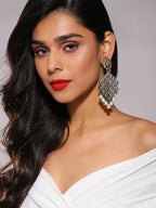 Champaign & Pearl Drop Earrings- Ruby Raang | Grocsy