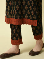 Myshka Women's Black Printed Kurta With Trouser | Grocsy