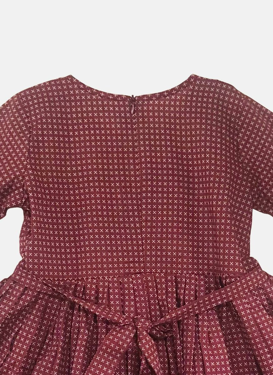 Ahalyaa Maroon Pure Cotton Digital Printed Kids Kurta Sharara Set For Girls | Grocsy