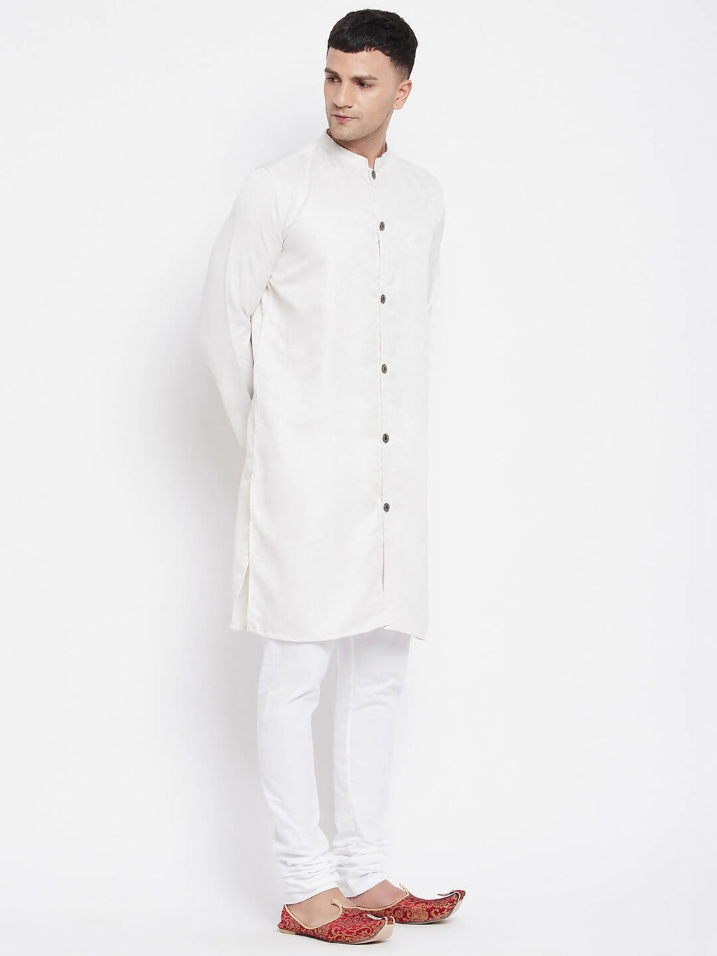 Even Apparels White Rayon Men's Sherwani Kurta With Open Front | Grocsy