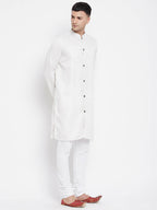 Even Apparels White Rayon Men's Sherwani Kurta With Open Front | Grocsy