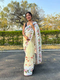 Vamsee Kamaljaal Yellow Organza Saree | Grocsy