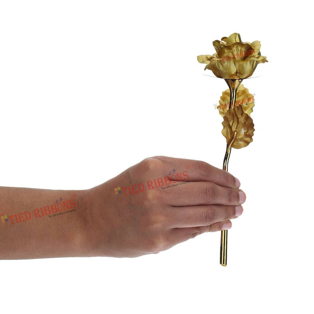 Tied Ribbons Rose Flower Artificial With Teddy - Valentines Day Gift Box | Grocsy