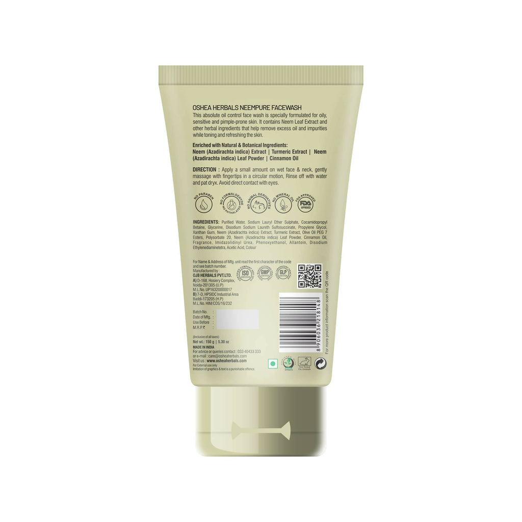 Oshea Herbals Neempure Anti Acne & Pimple Face Wash | Grocsy